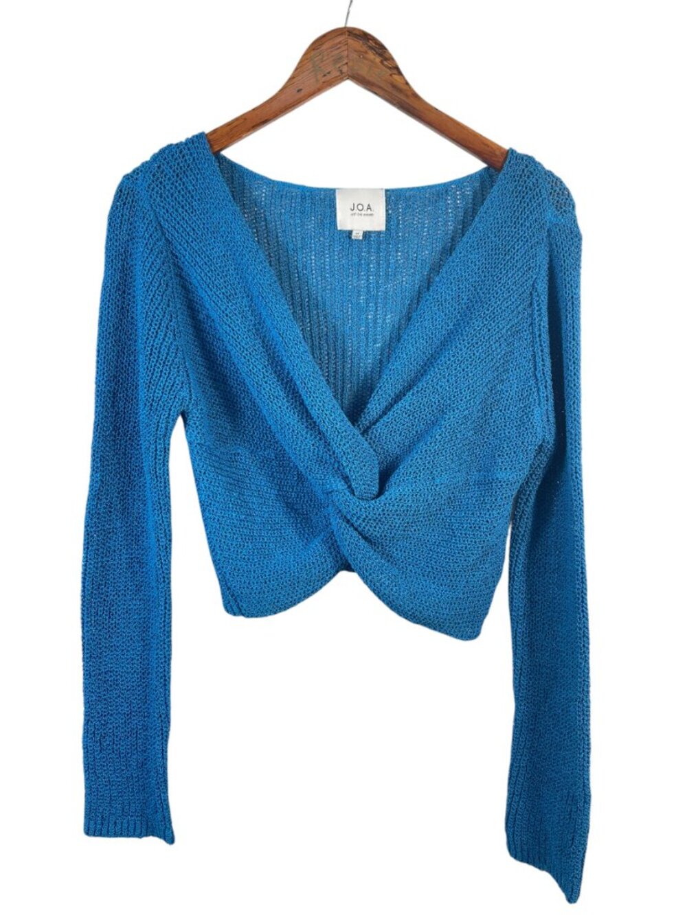 J.O.A Blue Twist Front Knit Crop Sweater Revolve Style V Neck M NWOT - Picture 10 of 10